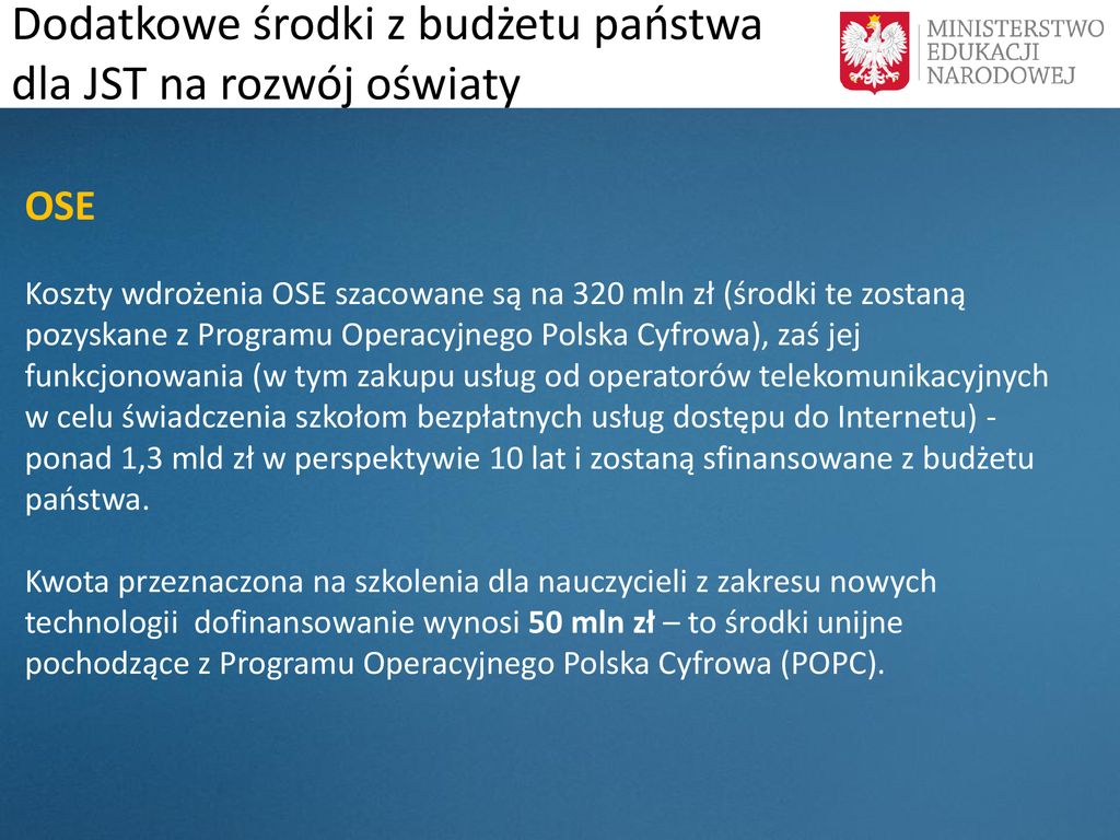 Inne środki na zadania oświatowe ppt pobierz